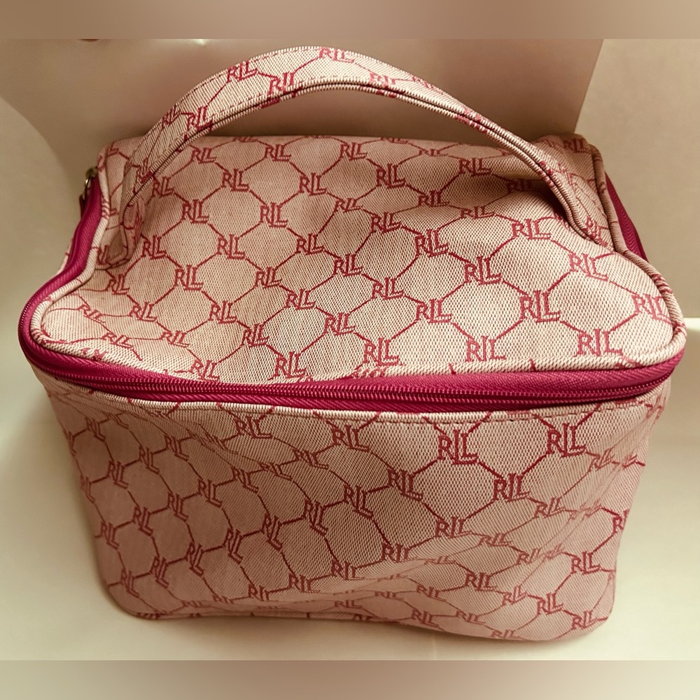 Three New Lauren Ralph Lauren Pink Cosmetic Bags iPhone Bag Signature RL Print - Picture 9 of 16